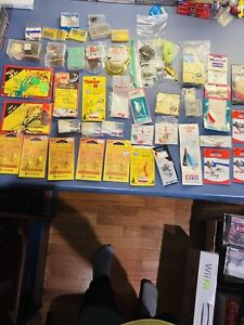 Lot Of Vintage New Old Stock Fishing Tackle Lures Spinners Jig Hooks Etc- Unused