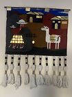 Hand Woven Wool Peruvian Textile Wall Hanging Tassels & Metal Pieces 27” X 24”