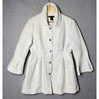 Grace Elements Vintage Jacket Winter White Quilted Jacquard Lined Coat Size 10