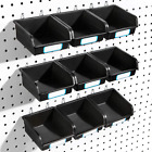 Pegboard Bins with Hooks and Labels, for Organizing Accessories, 10 Packs, Black