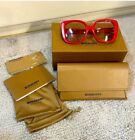 Burberry BE 4371 4027/5 Red Plastic Square Sunglasses Pink Solid Color Lens