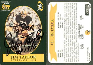 Jim Taylor Signed Trading Card Green Bay Packers HOF Auto AU