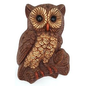 Brown Owl Wall Decor Black Eyes On a Branch Foamcraft 1970s Vintage Wall Hanging