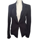 Vintage Donna Karan Tapered One Button Wool Black Fitted Blazer Tagged Size 6