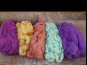 8 oz. dyed Mohair Wool Roving for spinning or felting in 5 separate colors