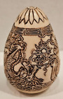 Vintage Asian Bone Hand Carved Egg 2.75” with  Dragon Design