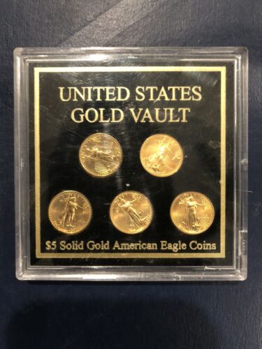 New Listing$5 Solid Gold American Eagle 5 Coin Collector's Set  - U.S. Vault