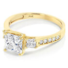 Ioka 14K Yellow / White Gold Cubic Zirconia 3 Stone Princess Cut Engagement Ring