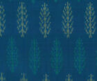 Silk Cotton Blend Peacock Blue Green Ikat Hand Woven Soft Fabric 44