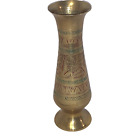 Color Etched Brass 8” Vase - Made In India - Fluted Decorative Jar Vintage