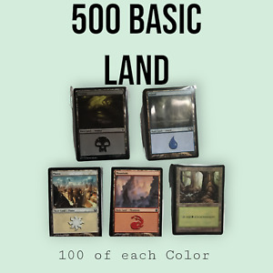 MAGIC The Gathering MTG Basic Land lot of 500 (100 of each color) Bulk