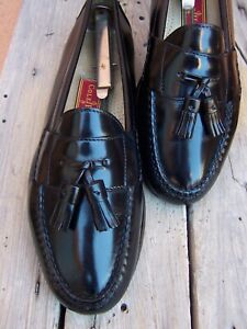 COLE HAAN Mens Casual Dress Shoes Black Leather Slip On Tassel Loafer Size 9.5D