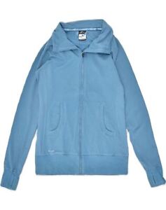 NIKE Womens Dri Fit Tracksuit Top Jacket UK 14 Medium Blue Cotton ZY06