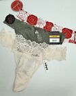 Lot of  3 Panties Thongs G-String T Back Sexy Branded  Exotic Lace NWT Sz Large