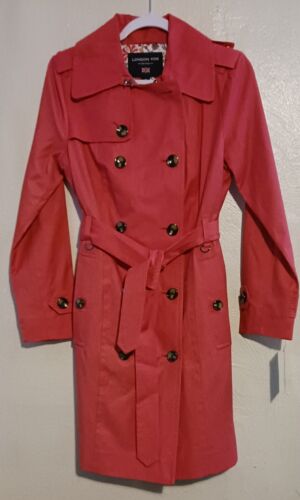 London Fog Coral Womans Trench Coat Size Xtra Small