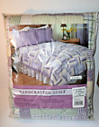 Patchwork Quilt Set Full Queen 2 Pillow Shams Purple Beige Plaid Bedspread NEW