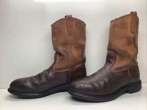 MENS RED WING PECOS WORK STEEL TOE BROWN BOOTS SIZE 12 D
