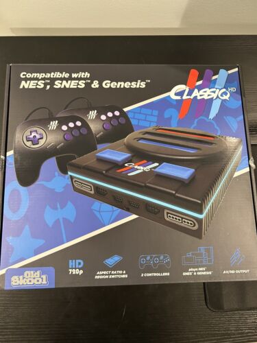 Old Skool Classiq 3 HD 3-IN-1 720p Retro Video Game System - Black - USED