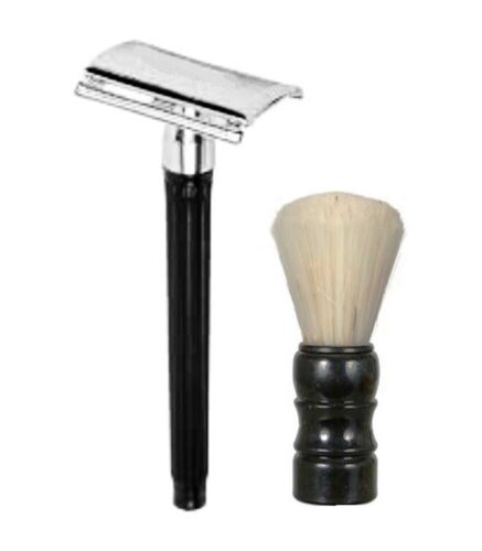 Shaving Brush and Double Edge Shaving Safety Razor with Free Blade Pack