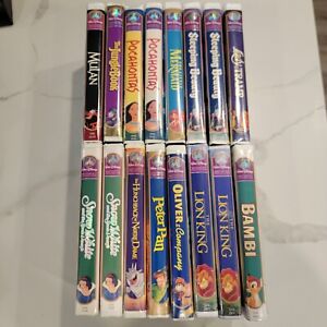 Lot of 16 Disney Animated VHS Tapes, Masterpiece Collection - All Tested & Works