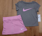 Nike Baby Girl T-Shirt & Skirt Set ~ Gray, Pink & White ~ DRI-FIT ~
