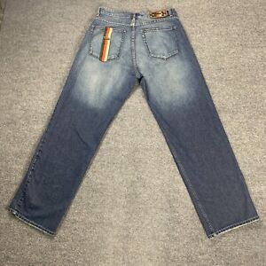 Vtg Pelle Pelle Mens Jeans 34x32 Baggy Blue Faded 100% Cotton Streetwear Denim