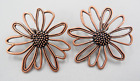 Copper Daisy Earrings Large MCM Flower Studs Mid Century Aesthetic Vtg 1.5