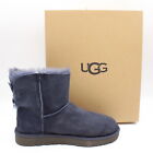 UGG Mini Bailey Bow II 17mm Sheepskin Boots with Satin Bow in Eve Blue US Size 9