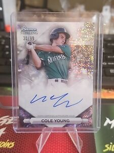 COLE YOUNG AUTO 2023 BOWMAN STERLING SPECKLE AUTO 30/99 SEATTLE MARINERS