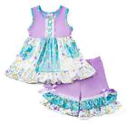 NEW Boutique Floral Tunic Dress & Ruffle Shorts Girls Outfit Set