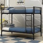 Heavy Duty Metal Bed Frame Twin Over Twin Bunk Bed Ladder Foundation