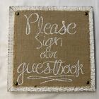 New ListingPlease Sign Our Guestbook Rustic Wedding Sign Decor Wooden White Burlap 11x11
