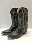 Vintage Black Leather Cowboy Western Pull On Mens Made in USA Boots Size 10.5