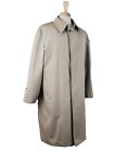 Vintage Lakeland Men's Overcoat Trench 44R Beige Poly Cotton Zip Out Pile Liner