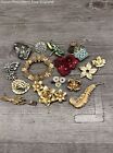 Vintage Costume Jewelry Pin Brooches Lot w. Sarah Coventry Floral Leaf Dragonfly