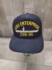 Vtg USS Enterprise CVN-65 Hat Cap Snapback Blue Yellow Unused Eagle Crest USA
