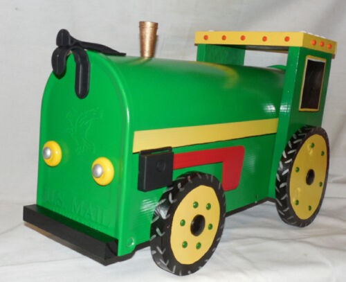 NEW Handmade Tractor Mailbox Combine Handpainted Hand Crafted Green Yellow