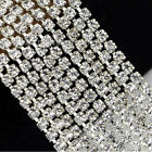 Craft 1 Yard Silver Clear Crystal Rhinestone Close Chain Trim SS16 Bridal Weddin