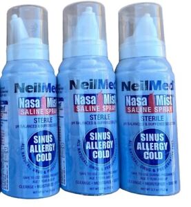 3 Pack NeilMed NasaMist Nasal Mist Saline Spray 2.7oz Sinus Allergy Cold 11/2027