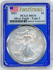 2021 $1 Silver Eagle MS70 PCGS Type 2 flag First Strike