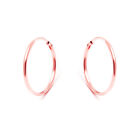 Real  14K  Rose Gold Round Endless Hoop Earrings 1x12mm - For Womens