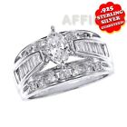 2 Ct Wedding Band Ring Marquise Simulated Diamond 14K White Gold Plated Sterling