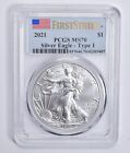 MS70 2021 American Silver Eagle Type 1 First Strike PCGS Flag Lbl *0757