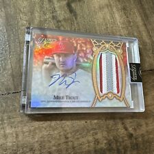Mike Trout 2022 Topps Dynasty 3 Color Patch Autograph w/stitching  #4/10 Angels