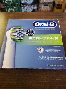 New- Sealed-Genuine Oral-B FlossAction X - Replacement Brush Heads-  10 Count