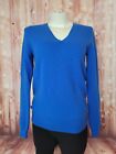 Magaschoni Women’s Blue Wool Cashmere V Neck Sweater Pullover Top Size M
