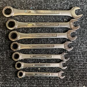 Craftsman USA Made 42444 VA 7pc SAE RATCHETING Combination Wrench Set - 12 Point