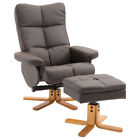 HOMCOM Recliner Chair and Footstool PU Leather Wooden Base Brown