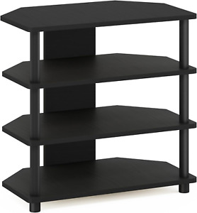 Audio Component Rack Tower Media Stereo TV Stand Equipment Shelves Black, 4 Tier