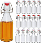 16 Pack Glass Bottles With Airtight Lids Swing Top Square Glass 250 ml 8oz USA